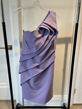 Lavender One-Shoulder Ruffle Cocktail Dress